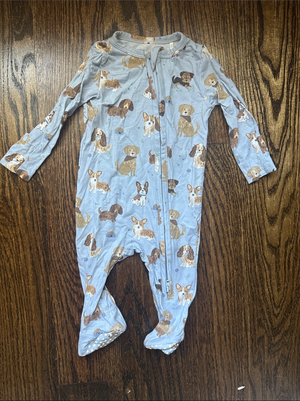 Angel Dear Light Blue Puppy Print Footed One-Piece